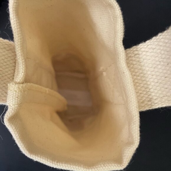 Lands' End Wine Bottle Tote Bag Ivory Canvas w/ Red & Green Plaid - Picture 5 of 5